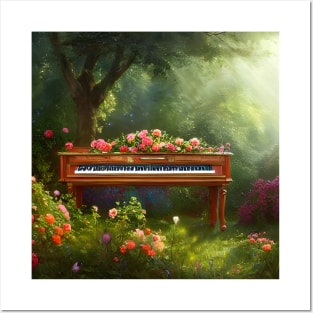 Piano in Flowers Posters and Art